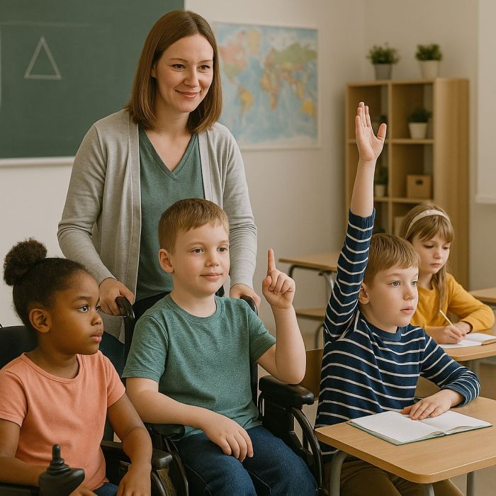 Image of kids being supervised in a special needs education class