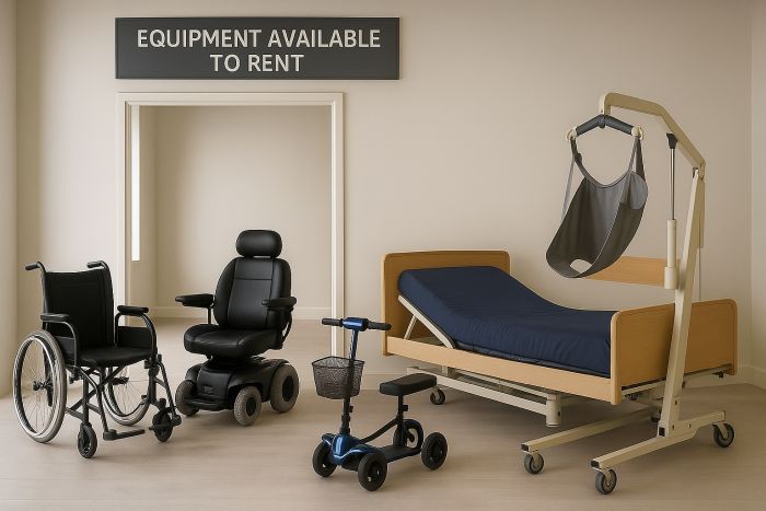 A room filled with Assistive Devices to rent