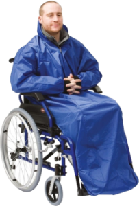 Wheelchair coverall with sleeves