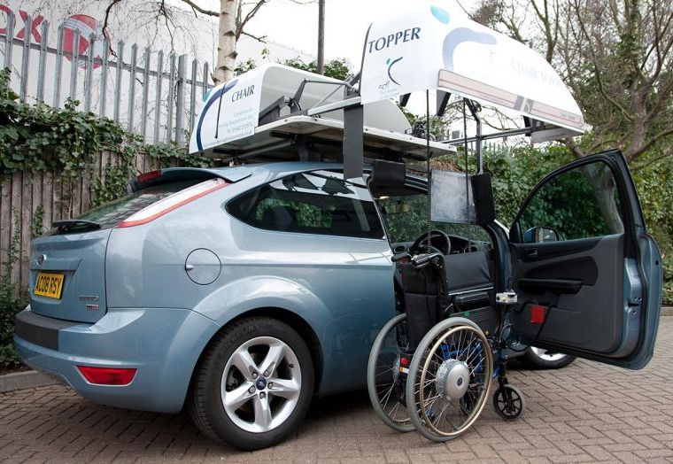 A Chair Topper Rooftop Lift raises a wheelchair onto the roof for ease of transfer