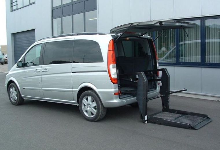 An Hydraulic Wheelchair Lift fitted to the rear of a WAV Kombi