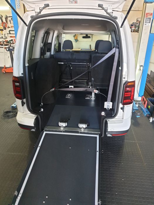 Dropped Floor Caddy conversion for easy wheelchair access from the rear