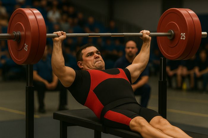 Man with Paraplegia competing in Power Lifting