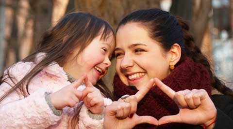 down syndrome child with mom