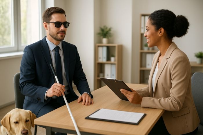 Man who is Blind applying for a job or learnership