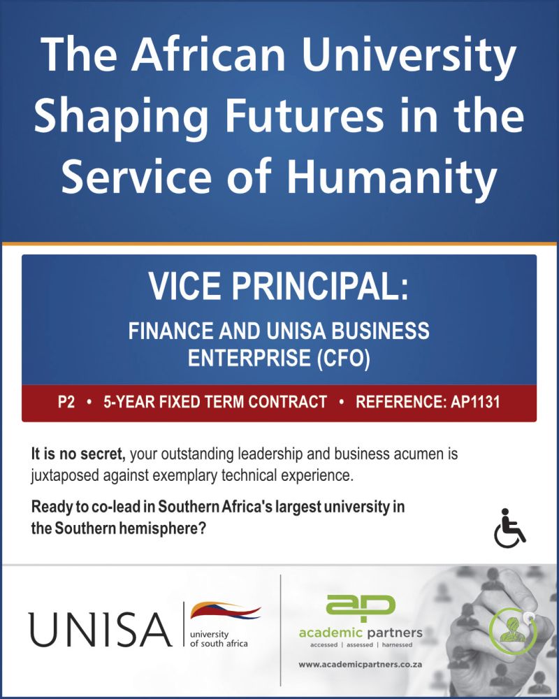 Vice Principal: Finance and Unisa Business Enterprise (CFO)