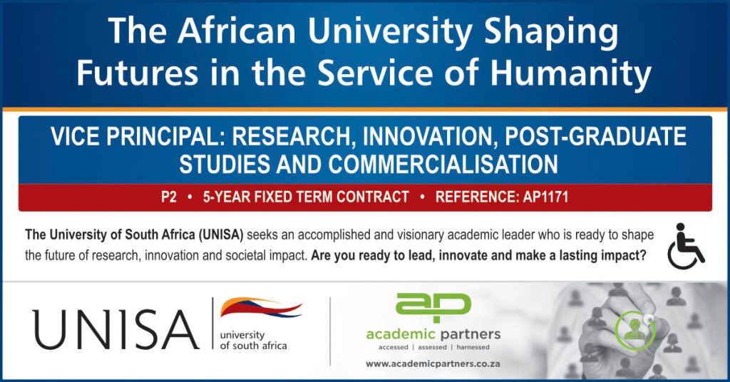 Vice Principal: Research, Innovation, Post-Graduate Studies and Commercialisation (P2)