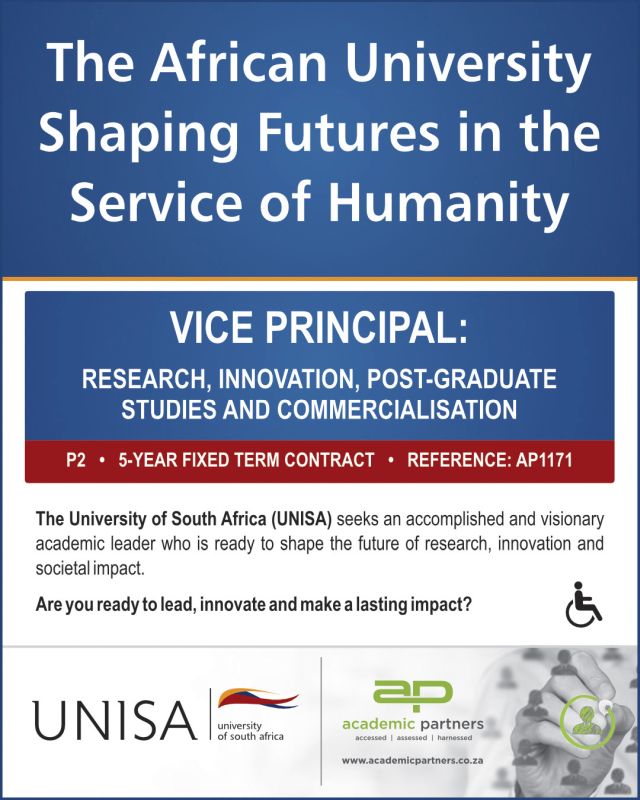 Vice Principal: Research, Innovation, Post-Graduate Studies and Commercialisation (P2)